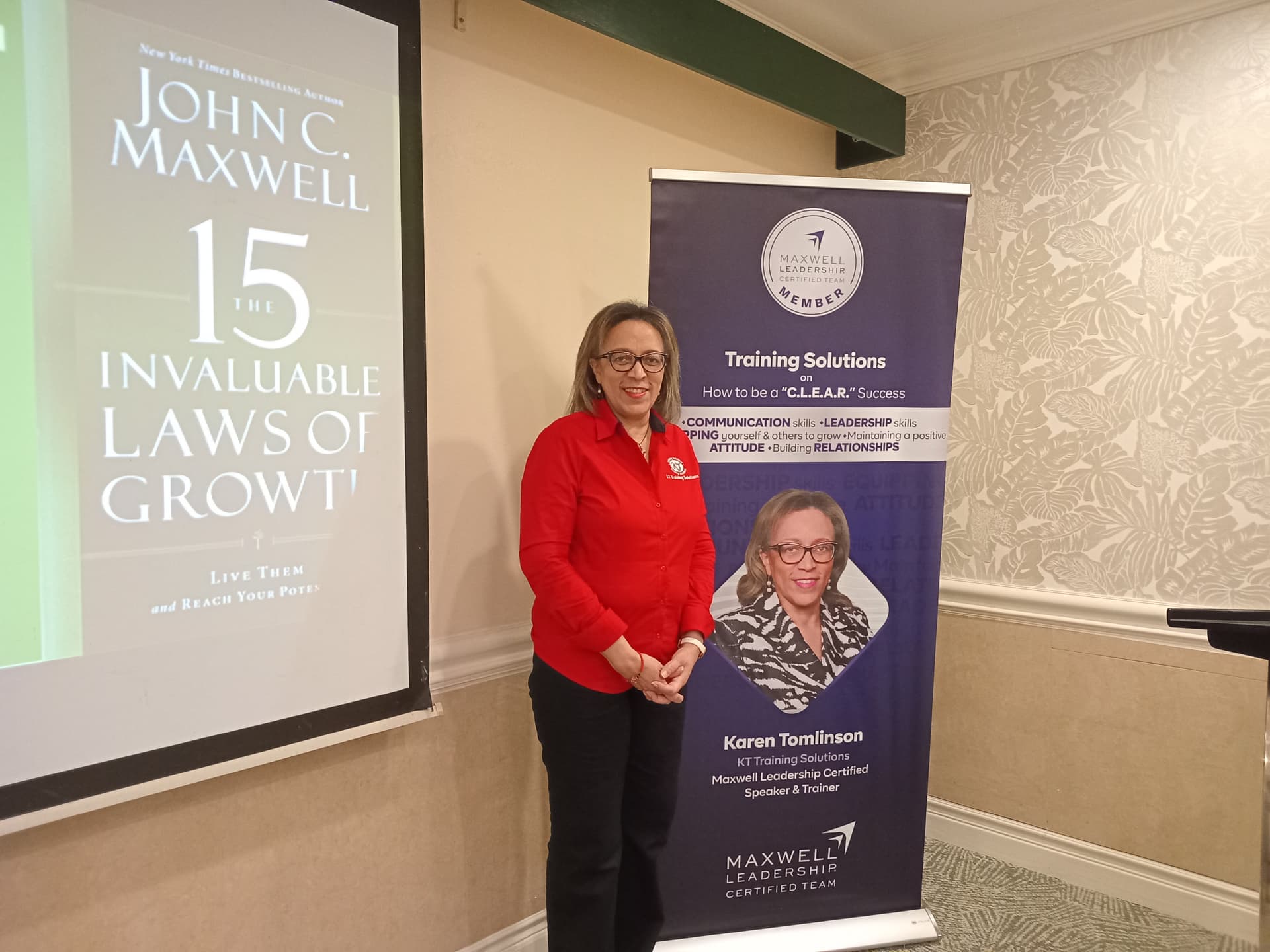 Karen Tomlinson with Maxwell Leadership workshop activities